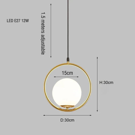 Brass Copper Suspension Chandelier With Glass Lampshade - Hans Lumiere