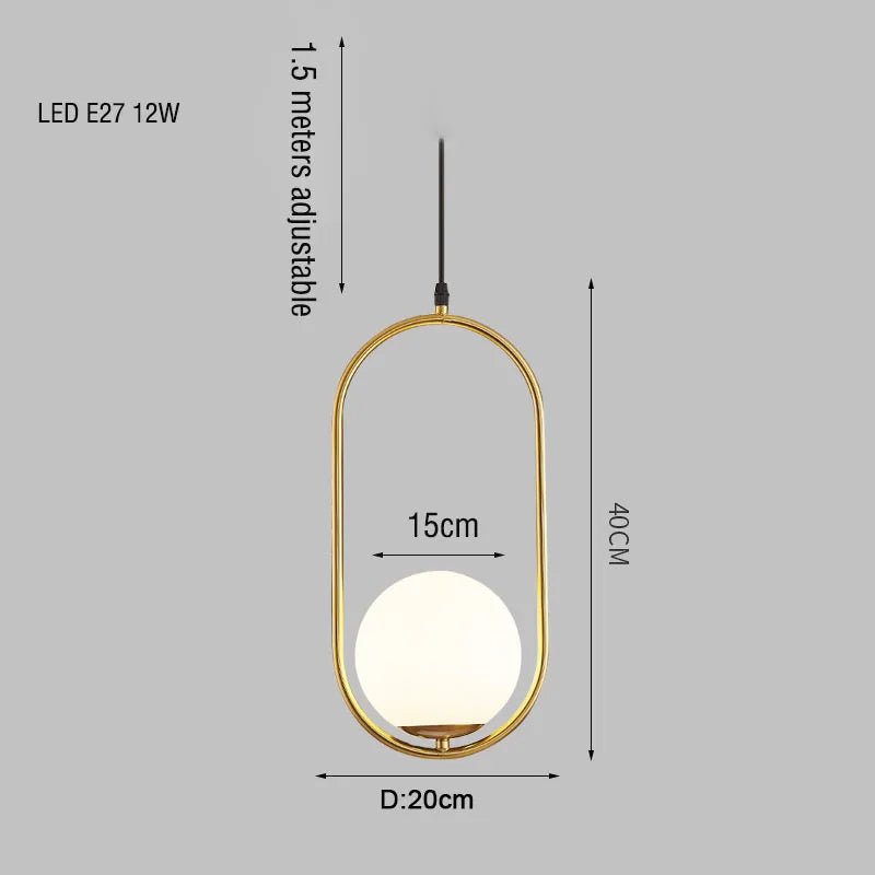 Brass Copper Suspension Chandelier With Glass Lampshade - Hans Lumiere