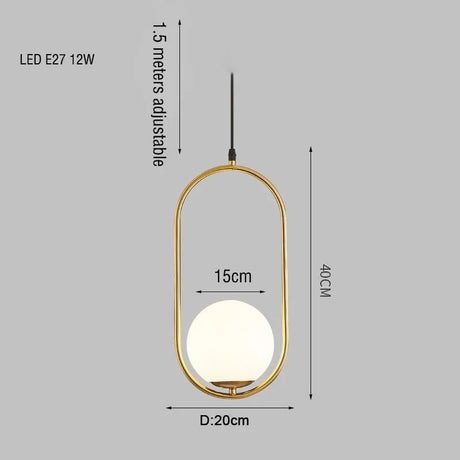 Brass Copper Suspension Chandelier With Glass Lampshade - Hans Lumiere