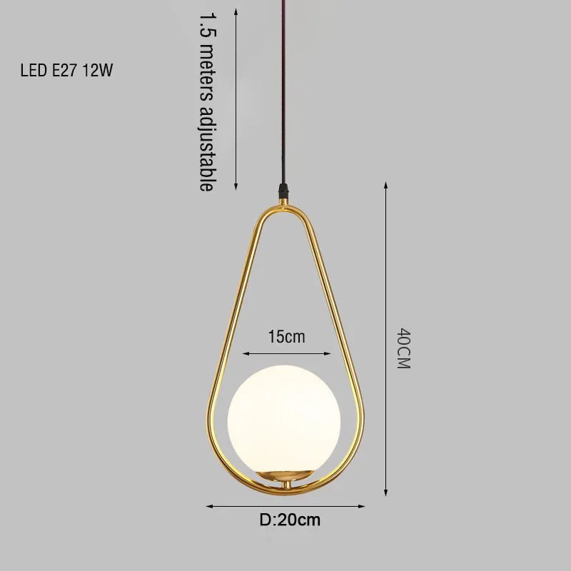 Brass Copper Suspension Chandelier With Glass Lampshade - Hans Lumiere