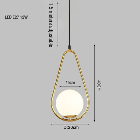 Brass Copper Suspension Chandelier With Glass Lampshade - Hans Lumiere