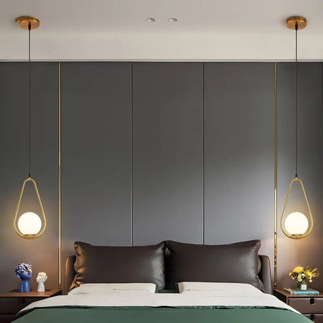 Brass Copper Suspension Chandelier With Glass Lampshade - Hans Lumiere