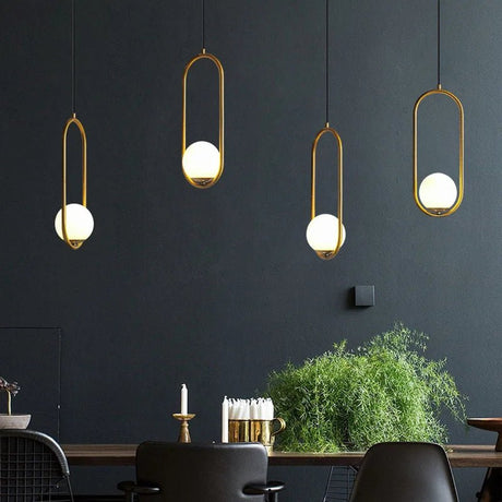 Brass Copper Suspension Chandelier With Glass Lampshade - Hans Lumiere