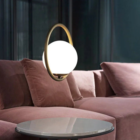 Brass Copper Suspension Chandelier With Glass Lampshade - Hans Lumiere