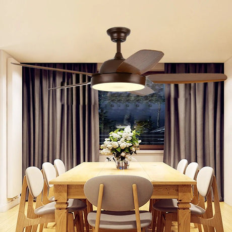 Brown Fan Blade Modern Ceiling Fan Light With Remote Control - Hans Lumiere