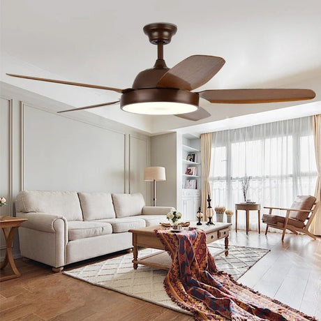 Brown Fan Blade Modern Ceiling Fan Light With Remote Control - Hans Lumiere