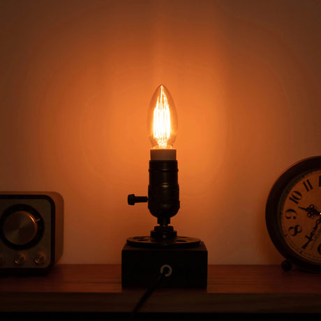 C35 Amber Candle Edison LED Filament Bulbs E14 3W 1800K, 6 or 12 Pack - Hans Lumiere