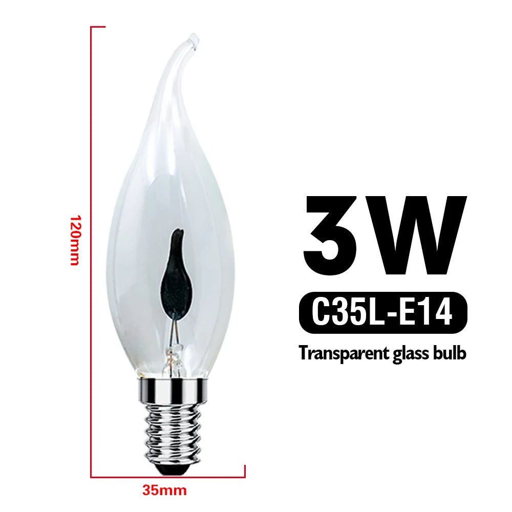 C35 & C35L Edison LED Candle Bulbs E14 E27 3W Flame Tip Filament, 1-24 Pack - Hans Lumiere