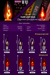 C35 Flame Tip Edison LED Candle Bulbs E14 E27 3W, Vintage Flickering Effect, 1-12 Pack - Hans Lumiere