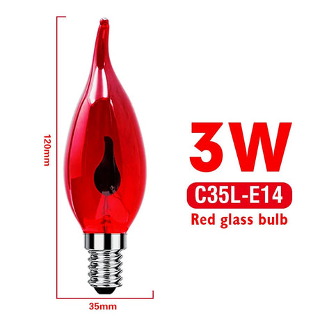 C35 Flame Tip Edison LED Candle Bulbs E14 E27 3W, Vintage Flickering Effect, 1-12 Pack - Hans Lumiere