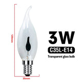 C35 Flame Tip Edison LED Candle Bulbs E14 E27 3W, Vintage Flickering Effect, 1-12 Pack - Hans Lumiere