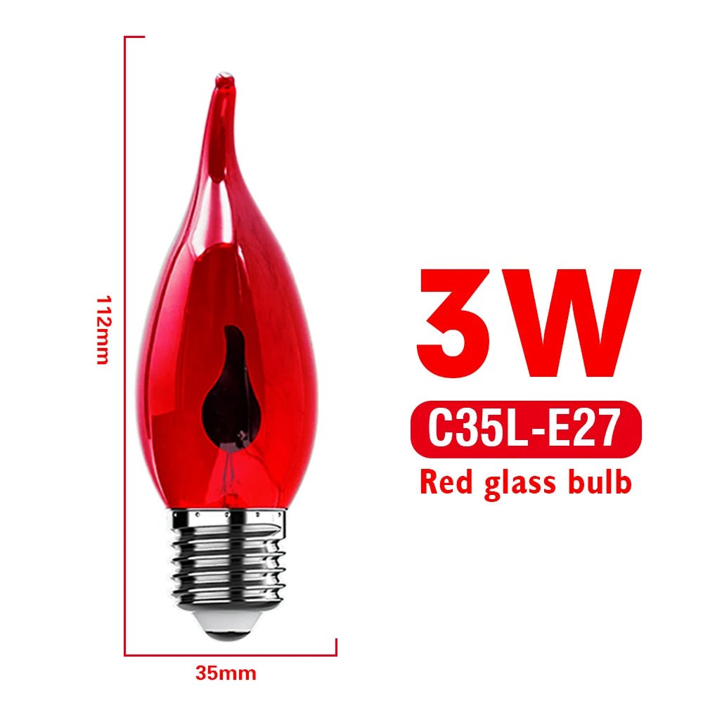 C35 Flame Tip Edison LED Candle Bulbs E14 E27 3W, Vintage Flickering Effect, 1-12 Pack - Hans Lumiere