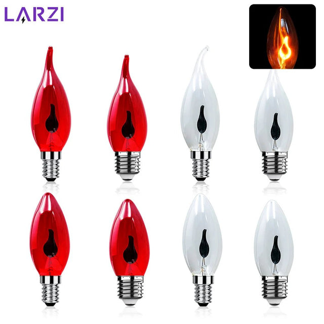 C35 Flame Tip Edison LED Candle Bulbs E14 E27 3W, Vintage Flickering Effect, 1-12 Pack - Hans Lumiere