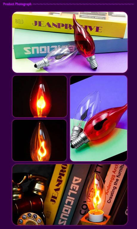 C35 Flame Tip Edison LED Candle Bulbs E14 E27 3W, Vintage Flickering Effect, 1-12 Pack - Hans Lumiere