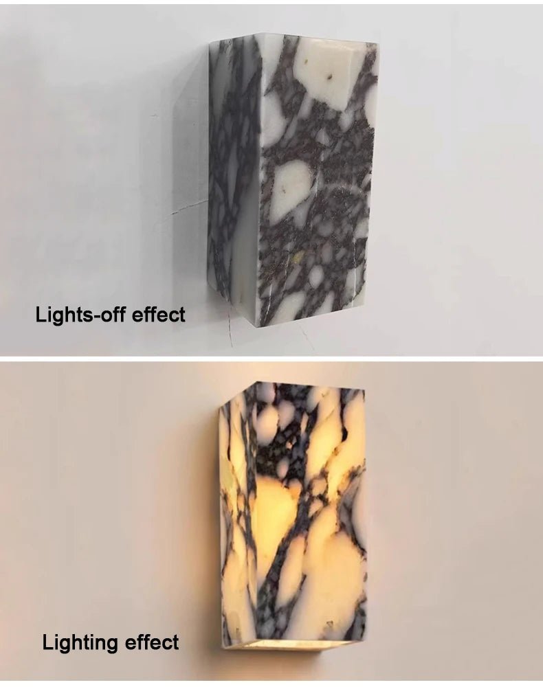 Calacatta Viola Marble LED Wall Sconce - All-Weather Indoor/Outdoor - Hans Lumiere