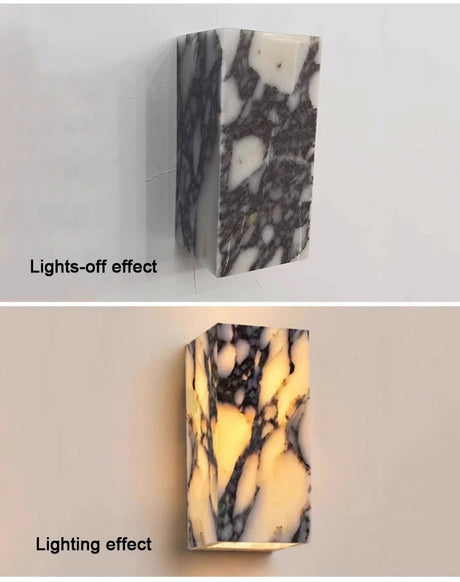 Calacatta Viola Marble LED Wall Sconce - All-Weather Indoor/Outdoor - Hans Lumiere