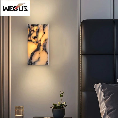 Calacatta Viola Marble LED Wall Sconce - All-Weather Indoor/Outdoor - Hans Lumiere