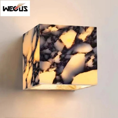 Calacatta Viola Marble LED Wall Sconce - All-Weather Indoor/Outdoor - Hans Lumiere