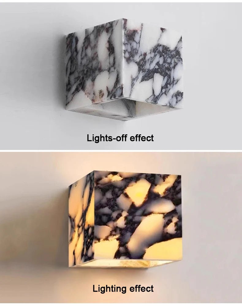 Calacatta Viola Marble LED Wall Sconce - All-Weather Indoor/Outdoor - Hans Lumiere