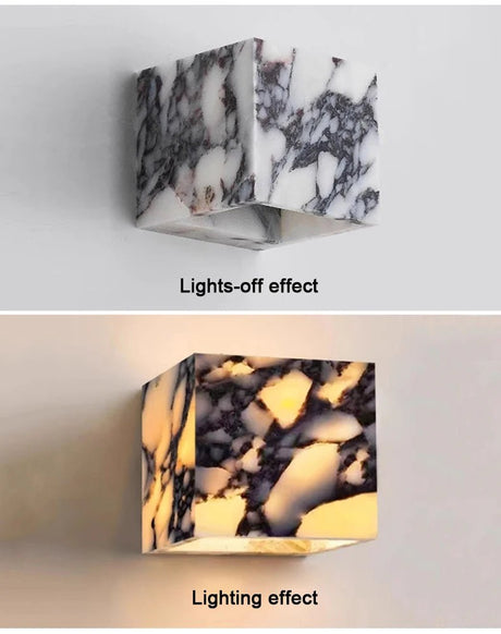 Calacatta Viola Marble LED Wall Sconce - All-Weather Indoor/Outdoor - Hans Lumiere