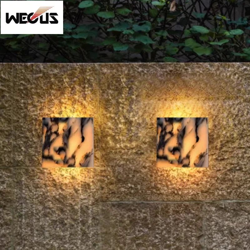 Calacatta Viola Marble LED Wall Sconce - All-Weather Indoor/Outdoor - Hans Lumiere