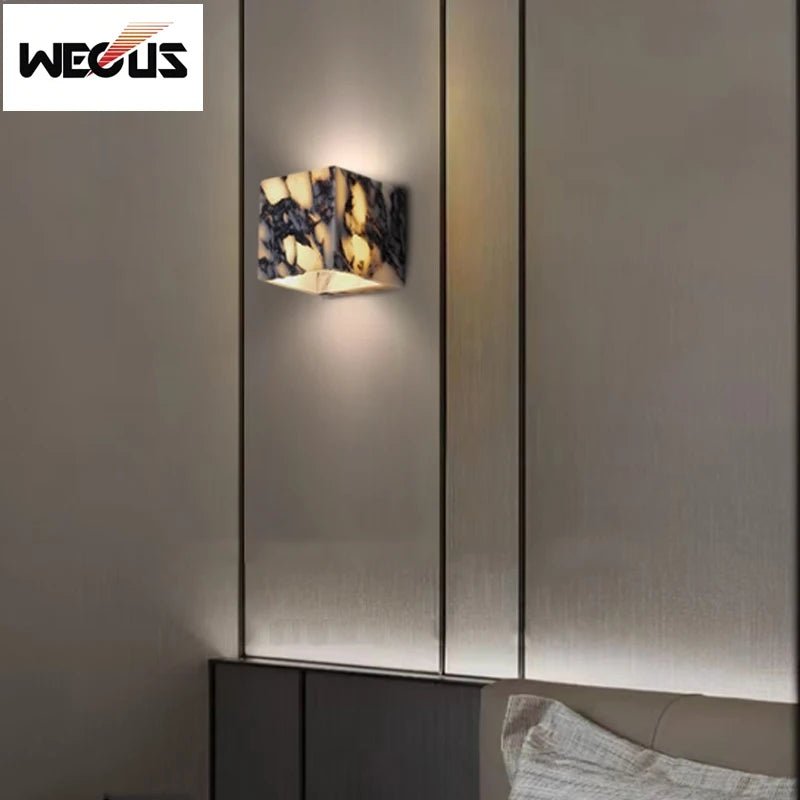 Calacatta Viola Marble LED Wall Sconce - All-Weather Indoor/Outdoor - Hans Lumiere