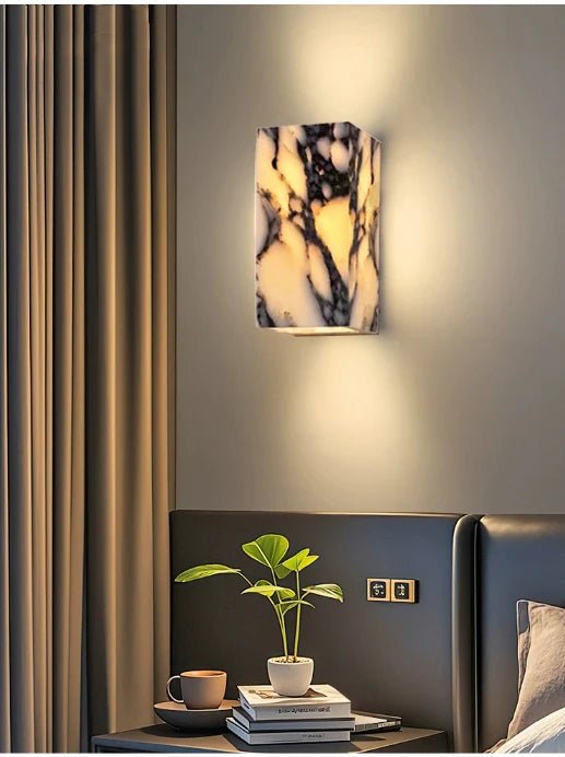 Calacatta Viola Marble LED Wall Sconce - All-Weather Indoor/Outdoor - Hans Lumiere