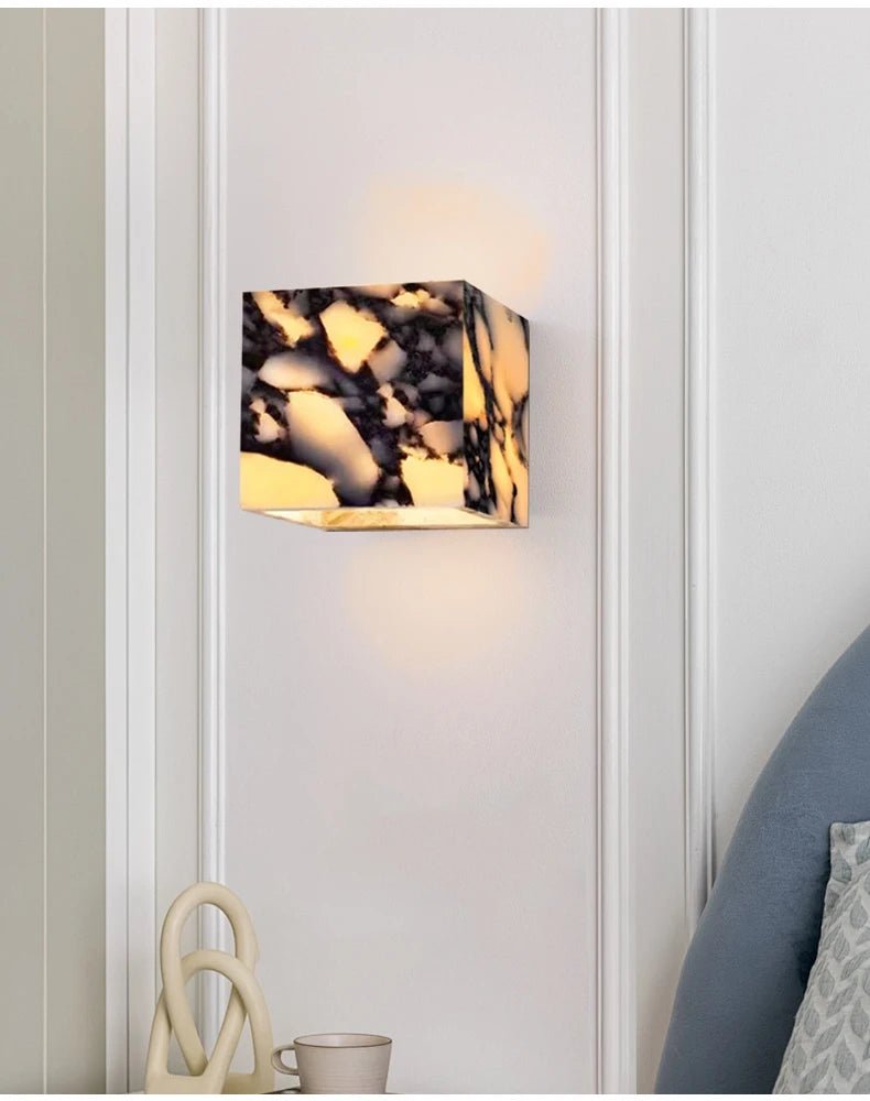 Calacatta Viola Marble LED Wall Sconce - All-Weather Indoor/Outdoor - Hans Lumiere