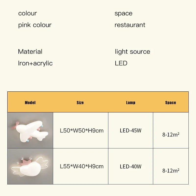 Cartoon Airplane Heart - shaped LED Ceiling Light - Hans Lumiere