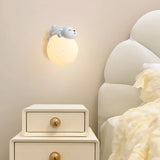 Cartoon Bear On Moon Wall Lamp - Hans Lumiere