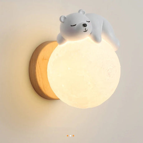 Cartoon Bear On Moon Wall Lamp - Hans Lumiere