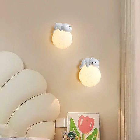 Cartoon Bear On Moon Wall Lamp - Hans Lumiere