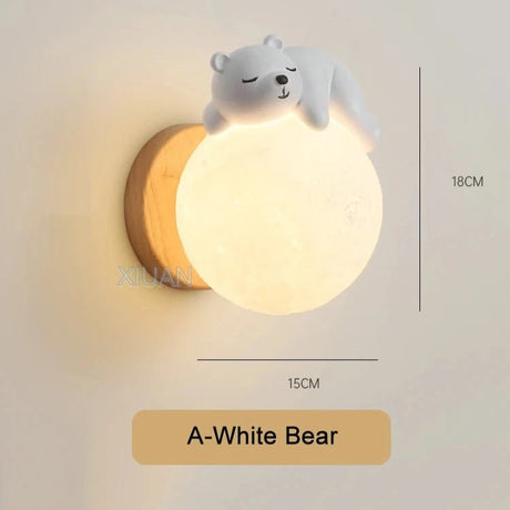 Cartoon Bear On Moon Wall Lamp - Hans Lumiere