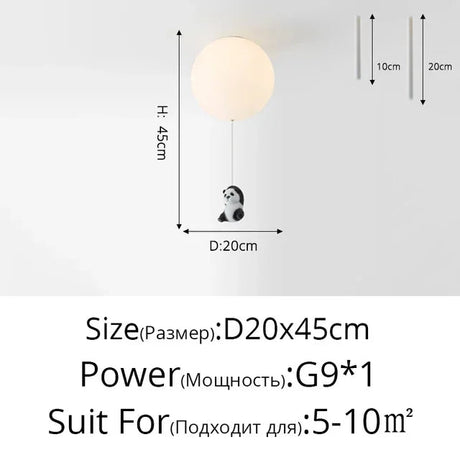 Cartoon Bear Panda Led Chandeliers Balloon Lights - Hans Lumiere