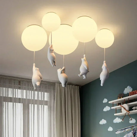 Cartoon Bear Panda Led Chandeliers Balloon Lights - Hans Lumiere