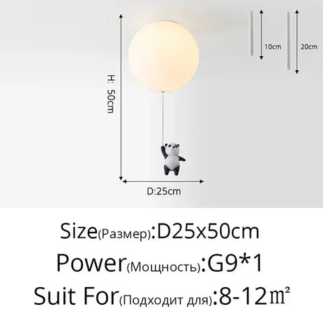 Cartoon Bear Panda Led Chandeliers Balloon Lights - Hans Lumiere
