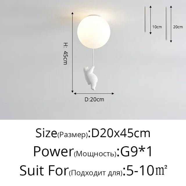 Cartoon Bear Panda Led Chandeliers Balloon Lights - Hans Lumiere