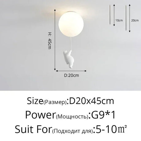Cartoon Bear Panda Led Chandeliers Balloon Lights - Hans Lumiere