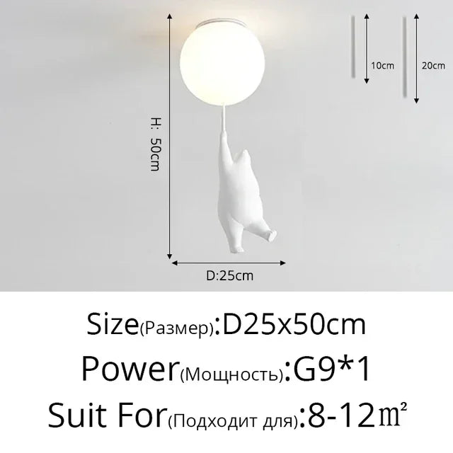 Cartoon Bear Panda Led Chandeliers Balloon Lights - Hans Lumiere