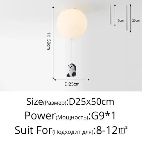 Cartoon Bear Panda Led Chandeliers Balloon Lights - Hans Lumiere