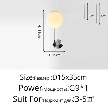 Cartoon Bear Panda Led Chandeliers Balloon Lights - Hans Lumiere