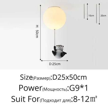 Cartoon Bear Panda Led Chandeliers Balloon Lights - Hans Lumiere
