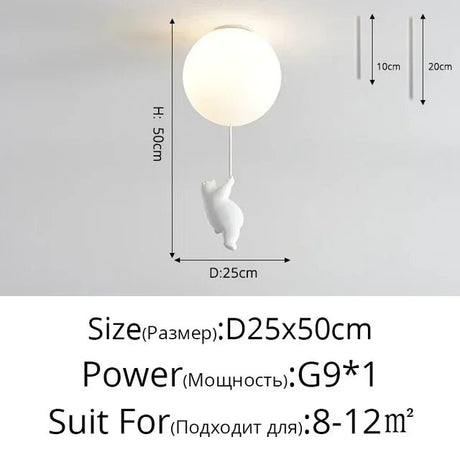 Cartoon Bear Panda Led Chandeliers Balloon Lights - Hans Lumiere