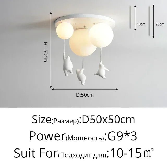 Cartoon Bear Panda Led Chandeliers Balloon Lights - Hans Lumiere