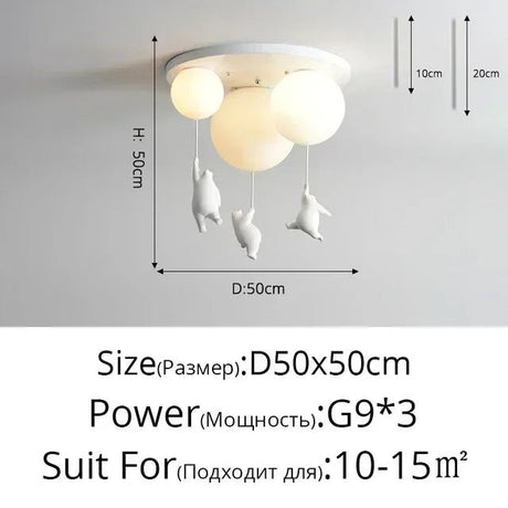 Cartoon Bear Panda Led Chandeliers Balloon Lights - Hans Lumiere