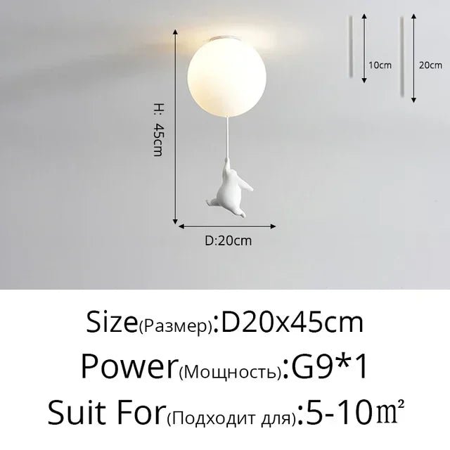 Cartoon Bear Panda Led Chandeliers Balloon Lights - Hans Lumiere