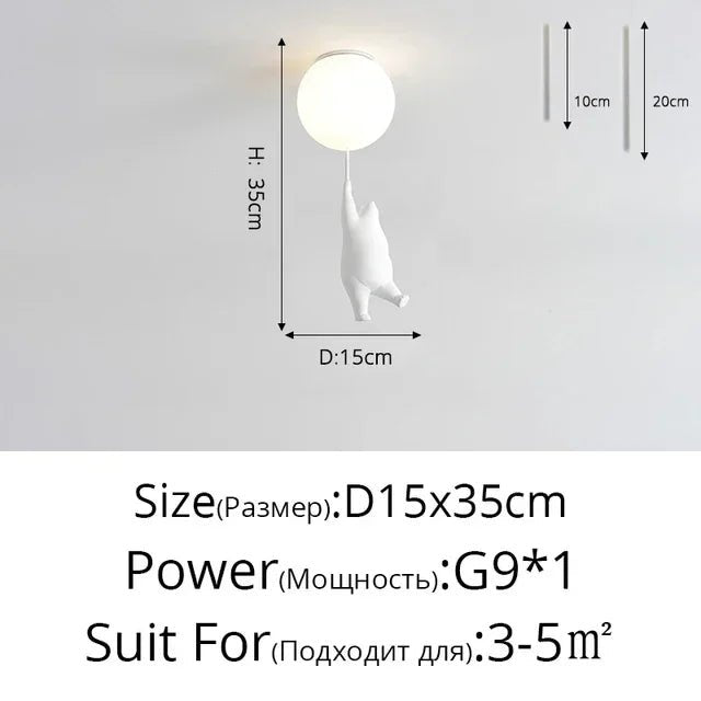 Cartoon Bear Panda Led Chandeliers Balloon Lights - Hans Lumiere