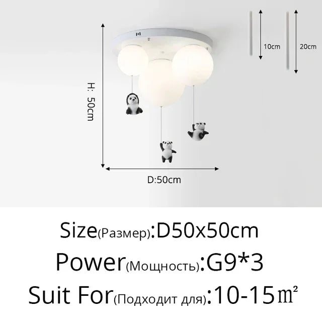 Cartoon Bear Panda Led Chandeliers Balloon Lights - Hans Lumiere