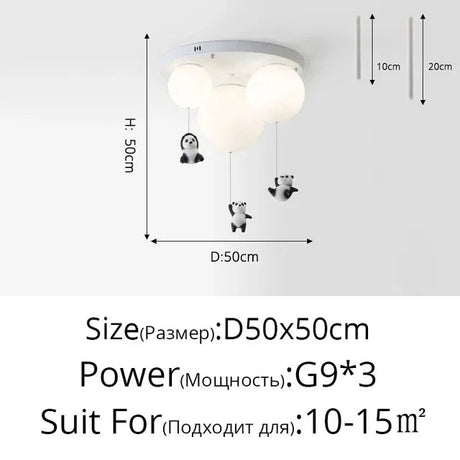 Cartoon Bear Panda Led Chandeliers Balloon Lights - Hans Lumiere