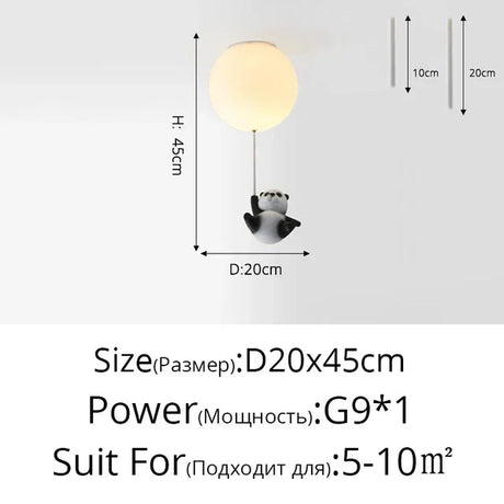 Cartoon Bear Panda Led Chandeliers Balloon Lights - Hans Lumiere